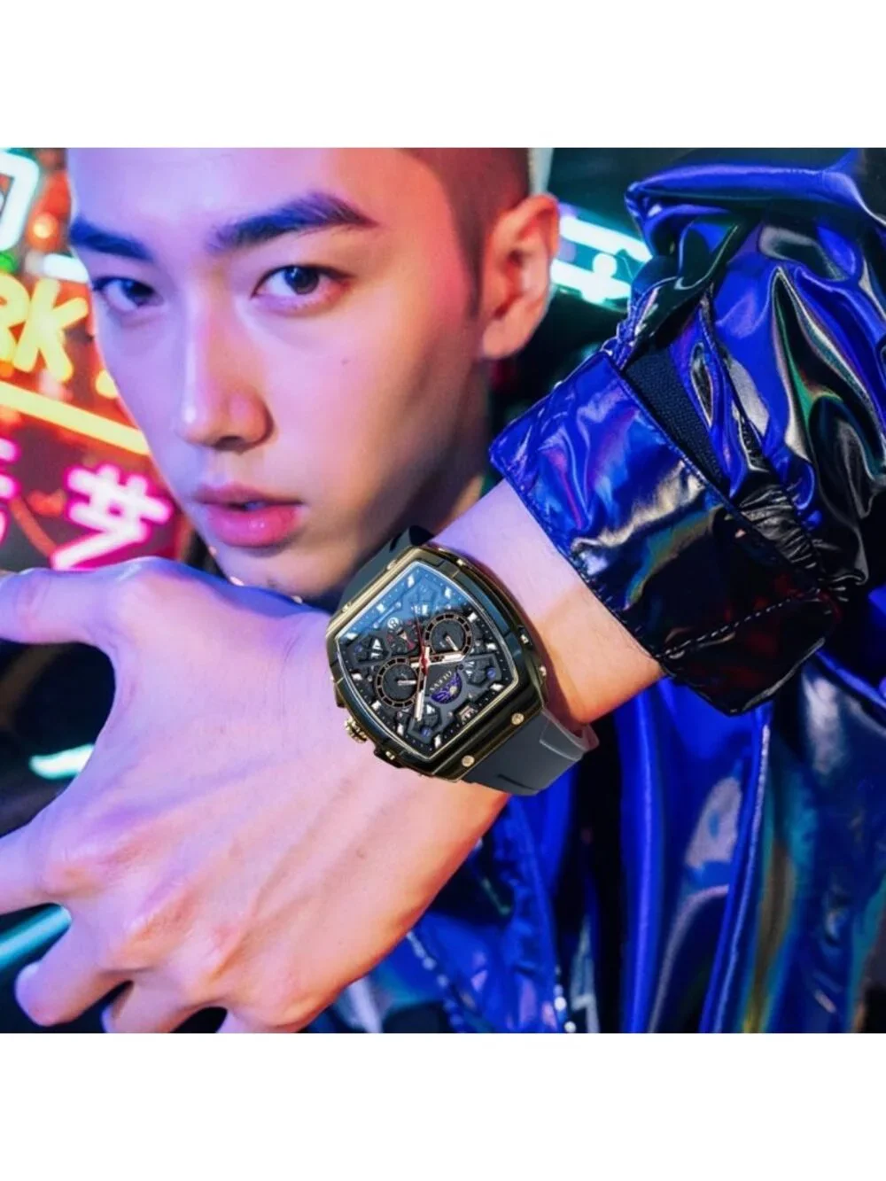Stylish Men's Chronograph Watch - Waterproof, Luminous, Silicon Strap